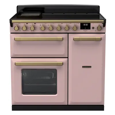 Rangemaster Estel Deluxe 90cm Electric Range Cooker with Induction Hob - Pale Pink / Antique Bra