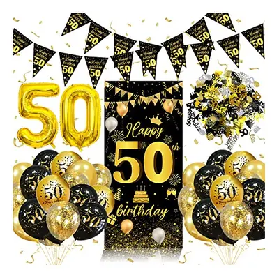 50th Birthday Decorations for Women, Black Gold 50th Birthday Decorations for Men, 50th Birthday