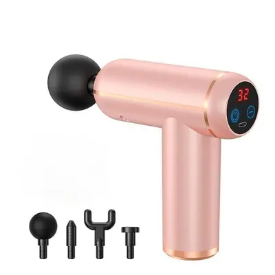 (pink) Portable Fascia Gun Vibration Massage Gun Percussion Pistol Massager For Deep Tissue Musc