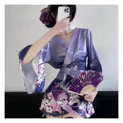 (purple) Kimono Style Cosplay Lingerie Sleepwear