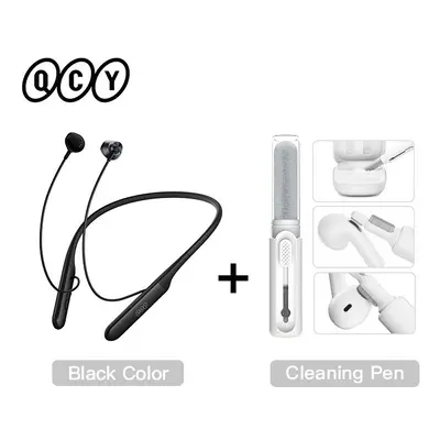 (C1Black with pen) QCY C1 C2 Wireless Headphone Bluetooth 5.2 Magnetic Neckband Earphones