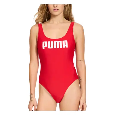 PUMA Women's Scoop Back One Piece Swimsuit Red