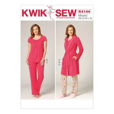 KWIK-SEW PATTERNS K4144 Misses' Robe Belt Top & Pants (X-Small-X-Larg