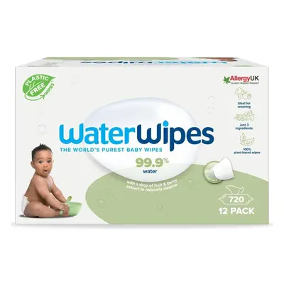 WaterWipes Plastic-Free Textured Clean Toddler & Baby Wipes Count (12 Packs), 99.9% Water Based 