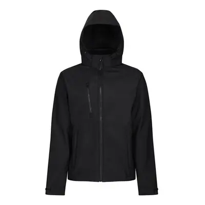 (L, Black/Black) Regatta Mens Venturer Hooded Soft Shell Jacket