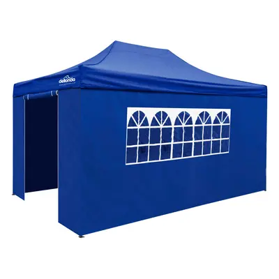 Premium 3x4.5m Pop-Up Gazebo & Side Walls, Water Resistant, Carry Bag, Stakes & Weight Bags - Bl