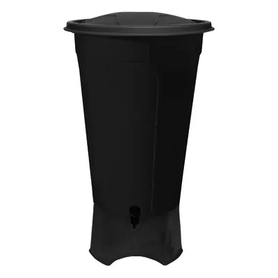 (Black) 210L Water Butt Kit - Stand, Cover and Diverter