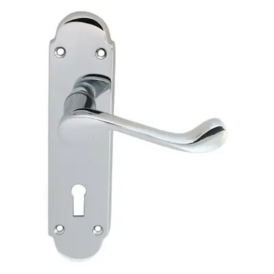 PAIR Victorian Upturned Handle on Lock Backplate x 42mm Polished Chrome