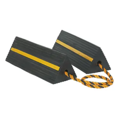 PAIR Heavy Duty Rubber Wheel Chocks - 8kg Each - Prevents Vehicle Movement