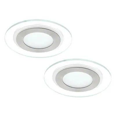 2 PACK Wall / Ceiling Flush Downlight White & Satin Nickel 12W Built in LED