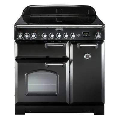 Rangemaster CDL90EIBL/C Classic Deluxe Gloss Black with Chrome Trim 90cm Induction Range Cooker 