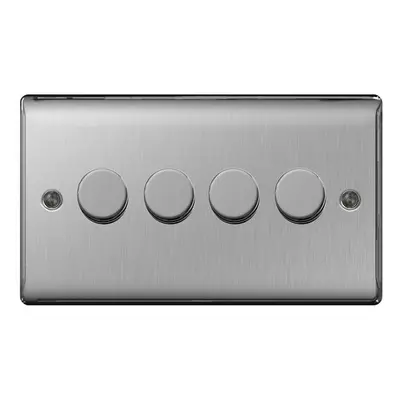 Masterplug NBS84P W 4-Gang 2-Way Metal Brushed Steel Push On/ Off Dimmer Switch