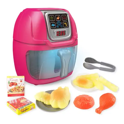 Pink Air Fryer Toy Pretend Play Toys Cooking Machine Role Play Set with plates play food accesso