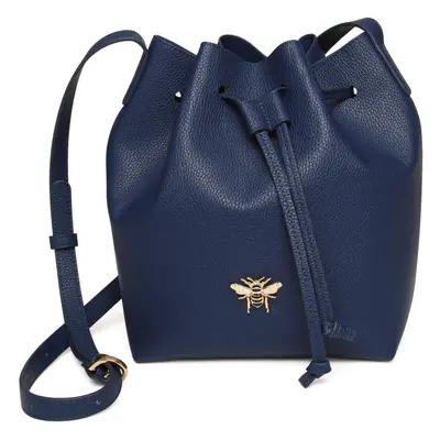 (Navy (AW5936)) Vegan Leather Bee Bucket Bag