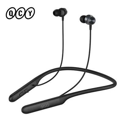 (C2 Black) QCY C1 C2 Wireless Headphone Bluetooth 5.2 Magnetic Neckband Earphones