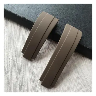 (brown 20mm with clasp4&no logo) 20mm Nature Rubber Silicone Watch Band Buckle Watchband For Rol