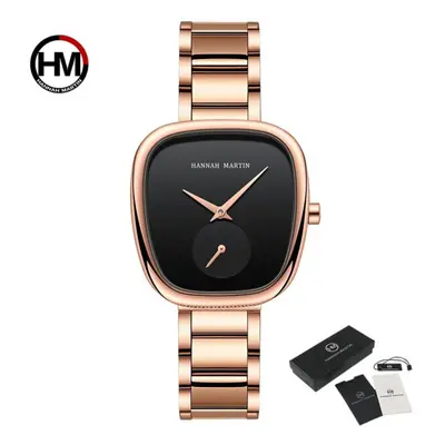 (rose gold,black, Stainless Steel) Hannah Martin Women&apos;s Quartz Watches Luxury Watch Minima