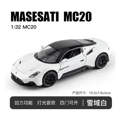 (White With box) 1:32 Maserati MC20 Sports Car Model Alloy Diecasts Metal Toy Vehicles Car Model