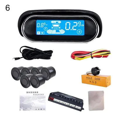 (black, 6-Probe) 2/4/6/8 Parking Sensors Car Auto Reversing Radar Lcd Display Back Side Monitor 