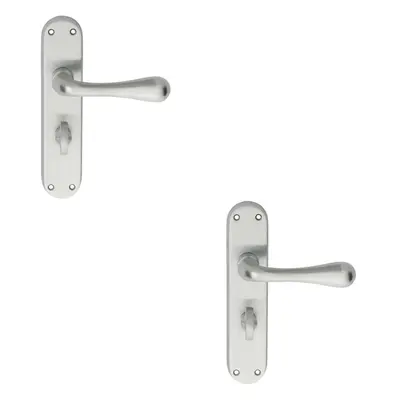 2x PAIR Smooth Round Bar Handle on Bathroom Backplate x 40mm Satin Chrome