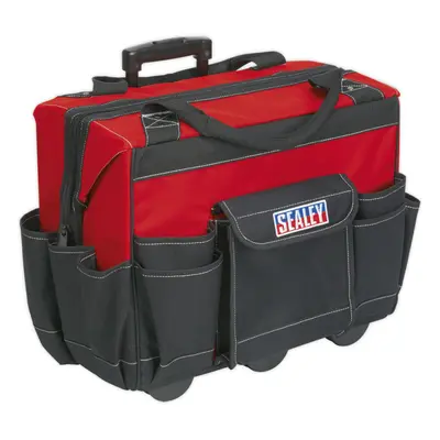 450 x x 420mm WHEELED Tool Bag - RED - Multiple Pocket RIGID Base Storage