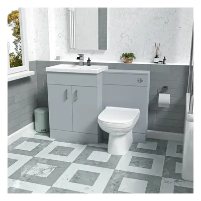 Nes Home Matte Grey 1100mm Basin Vanity & WC Unit & Back to Wall Toilet Flat Pack