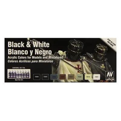 Vallejo Model Color Black and White Acrylic Paint Set - Assorted Colours (Pack of 8)