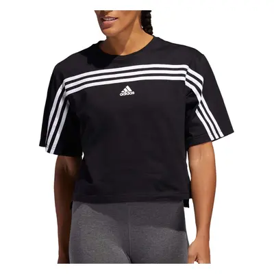 adidas Women's Must Haves Ringer 3-Stipes T-Shirt (Black White XS)