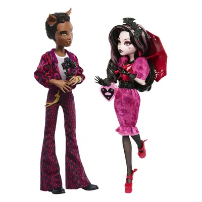 Monster High Howliday Love Edition Dolls, Draculaura & Clawd Wolf Collector Two-Pack with Valent