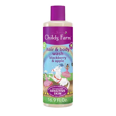 Childs Farm Kids Hair & Body Wash for Dry Sensitive Skin Blackberry & Organic Apple Gently Clean