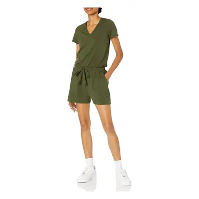 Amazon Essentials Women's Supersoft Terry Short-Sleeve V-Neck Romper (