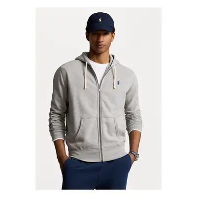 (UK Size Grey) Polo Ralph Lauren Men's Classic Fleece Full Zip Pony Logo Hooded Sweatshirt