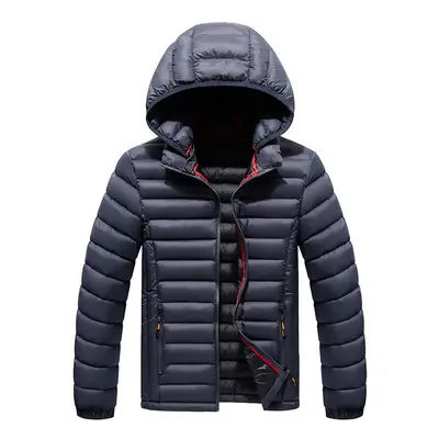 (Blue, L) Winter Men Hooded Jacket Men Warm Thick Waterproof Parkas Jacket Coat Autumn Mens Fash