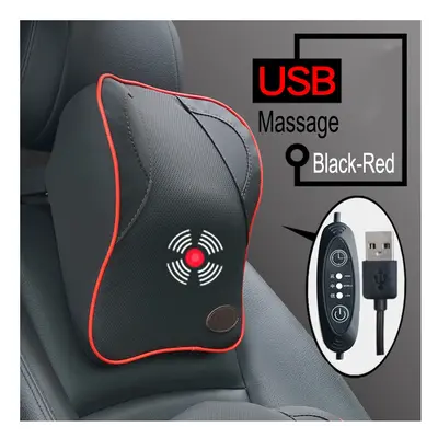 (Red-Neck-USB) USB Charger Electric Vibration Car Massager Pillow Pain Relief Car Seat