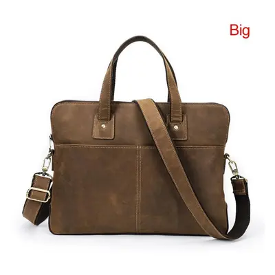 (Big-16 inch) Contact&apos;s Genuine Leather Laptop Bags For Men Business Messenger Shoulder Bag