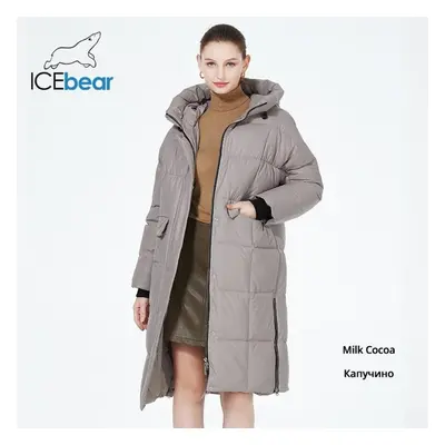 (dark vanilla, 44) Icebear Winter Women Fashionable Coat Hooded Warm And Windproof Parka Zipper 