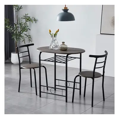 (DISTRESSED GREY) Dining Table and Chairs Set Metal Wood Effect Kitchen Table Dining Chairs Barl