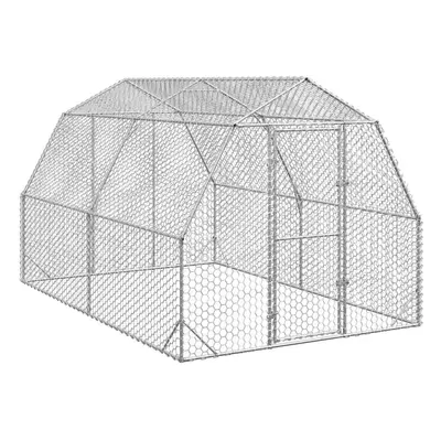 (Without roof, 2.5 x x 2.25 m) vidaXL Chicken Run 2.5x4x2.25 m Galvanised Steel walk-in chicken 