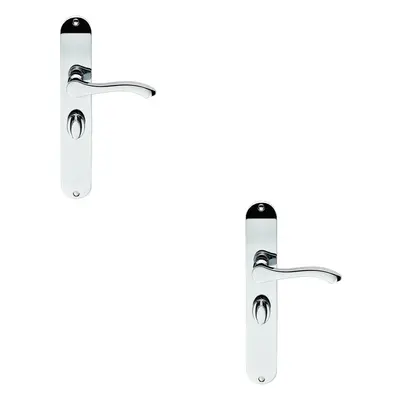 2x PAIR Scroll Lever Door Handle on Bathroom Backplate x 40mm Chrome