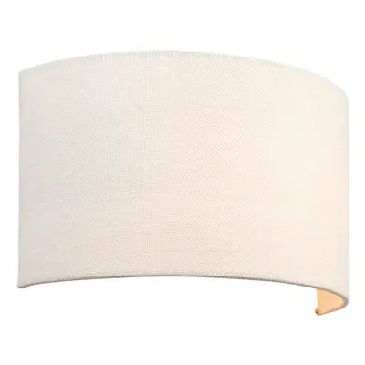 Fabric LED Wall Light Vintage White Semi Circle Linen Shade Sleek Lamp Fitting