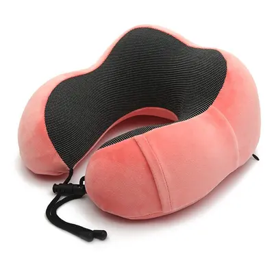 (Pink) U Shaped Memory Foam Neck Pillows Soft Travel Pillow Cervical Airplane