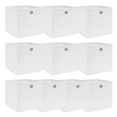 vidaXL 10x Storage Boxes White Fabric Foldable Garden Chests Cases Organisers