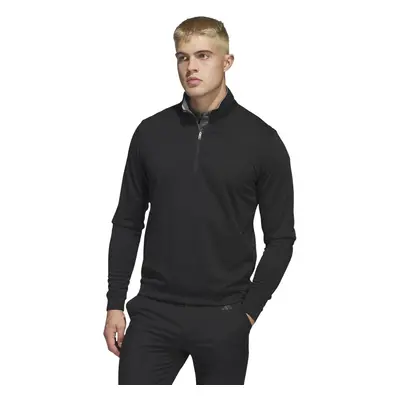 adidas Mens Elevated Quarter Zip Pullover Black Medium