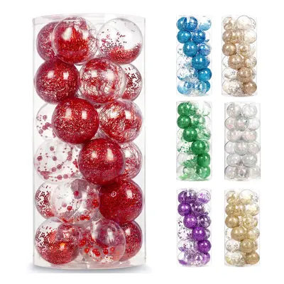 AMS 2.76""/24ct Shatterproof Clear Plastic Christmas Ball Ornaments De