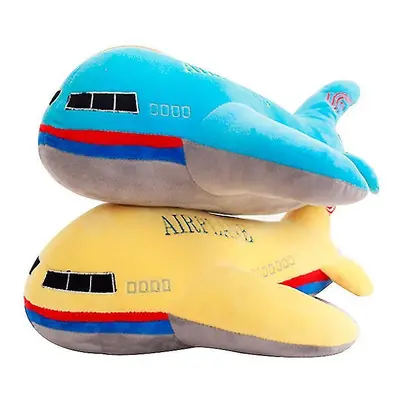 (Blue, 50cm) New 40cm/50cm/60cm Size Simulation Airplane Plush Toys Kids Sleeping Back Cushion S