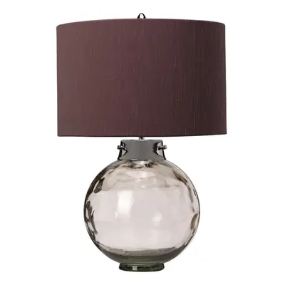 Table Lamp Larkspur Shade Highly Polished Nickel Glassware Smoke LED E27 60W