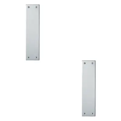 2x Plain Victorian Door Finger Plate x 73mm Polished Chrome Push Plate