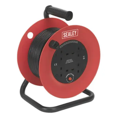 25m Heavy Duty Cable Reel with Thermal Trip - 230V Plug Socket Extension Lead