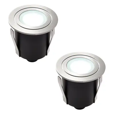 2 PACK Recessed IP67 Guide Light - 1.2W Daylight White LED - Stainless Steel