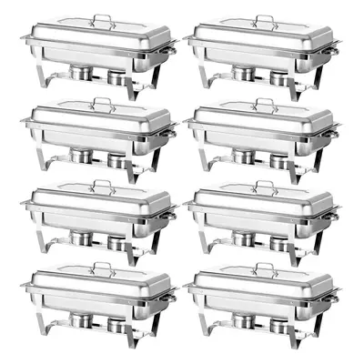 8Pcs 9L Chafer Chafing Dish Set Stainless Steel Bain Marie Food Warmer